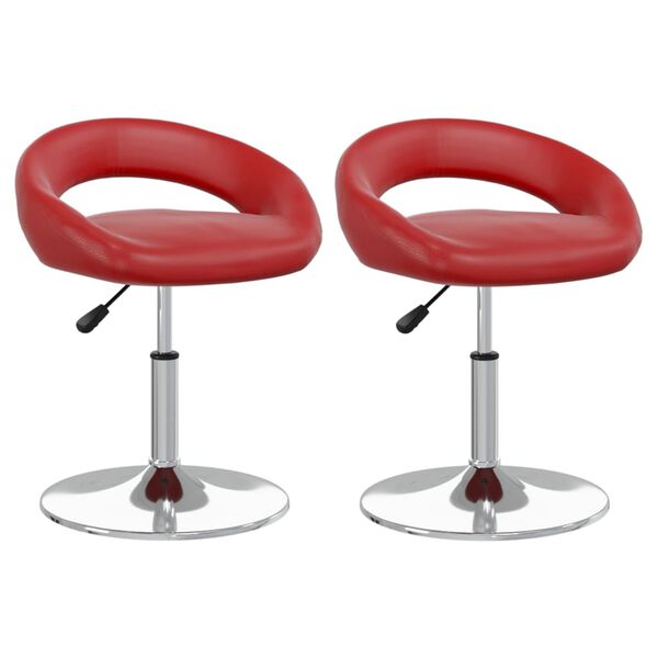 vidaXL Obrotowe krzesła stołowe, 2 szt, winna czerwień, sztuczna sk&oacute;ra