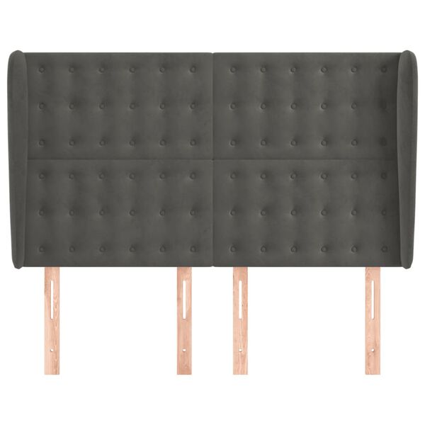 vidaXL Zagł&oacute;wek uszak, ciemnoszary, 147x23x118/128 cm, aksamit