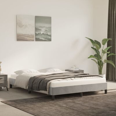 vidaXL Rama łóżka, jasnoszara, 140x190 cm, tapicerowana aksamitem