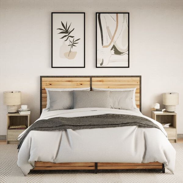 vidaXL Szafki nocne z LED, 2 szt., dąb sonoma, materiał drewnopochodny