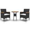 vidaXL 3-częściowy zestaw mebli ogrodowych, polirattan, czarny