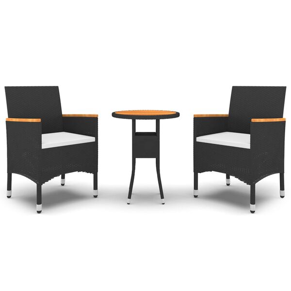 vidaXL 3-częściowy zestaw mebli ogrodowych, polirattan, czarny