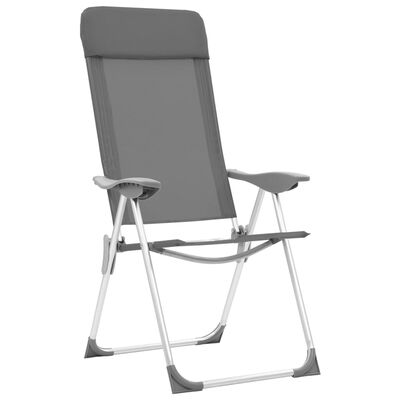 vidaXL Składane krzesła turystyczne, 2 szt., szare, aluminiowe