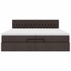 vidaXL Rama ł&oacute;żka otomana z materacami, brązowa, 200x200 cm, tkanina