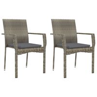 vidaXL Krzesła ogrodowe z poduszkami, 2 szt., polirattan, szare