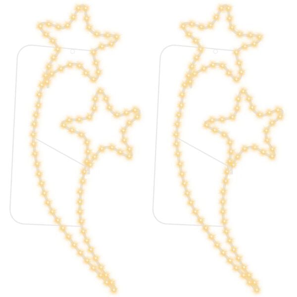 vidaXL Lampki w kształcie gwiazd, 2 szt., ciepła biel, 125,5x53x4,5 cm