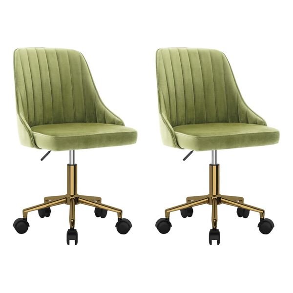 vidaXL Obrotowe krzesła stołowe, 2 szt., jasnozielone, aksamitne