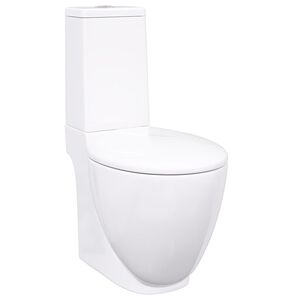 vidaXL Ceramiczna toaleta ze spłuczką, okrągła, odpływ pionowy, biała