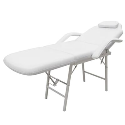 vidaXL Przenośny fotel kosmetyczny, ekoskóra, 185 x 78 x 76 cm, biały