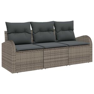vidaXL Zestaw Sof na Ogr&oacute;d z przechowywaniem 3 pcs Szary Polirattan