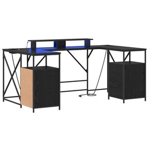 vidaXL Biurko Czarny Dąb Drewno inżynieryjne 182 x 101 x 87,5 cm