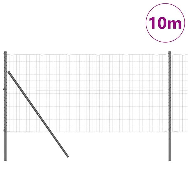vidaXL Ogrodzenie z słupkiem Szary 1 x 10 m Stal i PVC