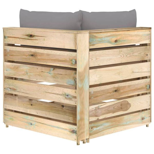 vidaXL Moduł sofy narożnej z poduszkami, impregnowane drewno