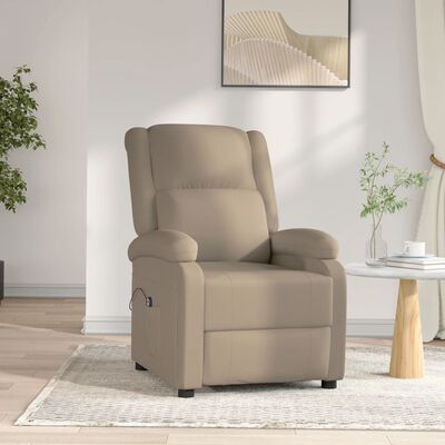 vidaXL Elektryczny fotel rozkładany, cappuccino, obity sztuczną skórą