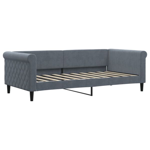 vidaXL Sofa z materacem do spania, ciemnoszara, 90x190 cm, aksamit
