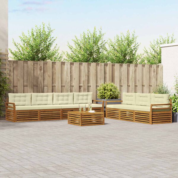 vidaXL Zestaw sof na zewnątrz z poduszką 8 pcs Naturalny i Kremowy