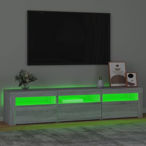 vidaXL Szafka pod TV z oświetleniem LED, szarość sonoma, 180x35x40 cm