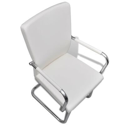 vidaXL Krzesła stołowe na płozach, 2 szt., białe, sztuczna skóra