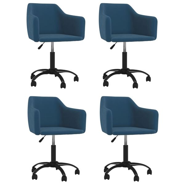 vidaXL Obrotowe krzesła stołowe, 4 szt., niebieskie, obite aksamitem