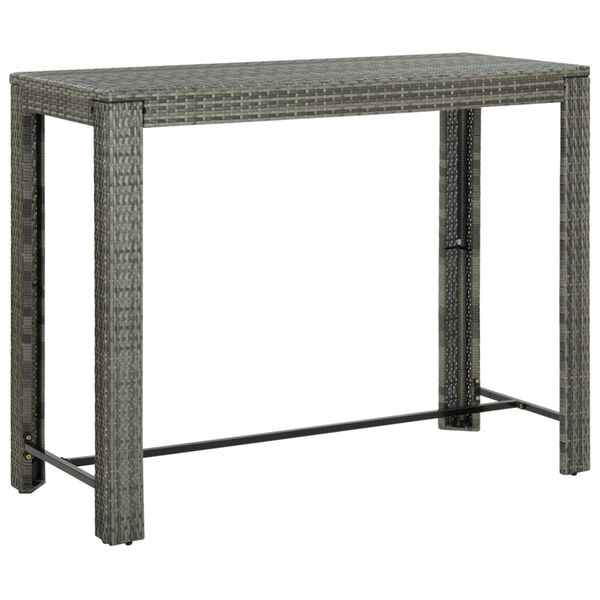 vidaXL Ogrodowy stolik barowy, szary, 140,5x60,5x110,5 cm, rattan PE