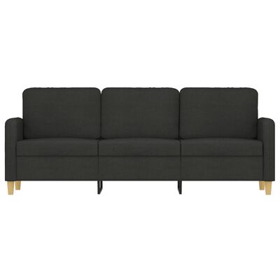 vidaXL Sofa 3-osobowa, czarna, 180 cm, tapicerowana tkaniną
