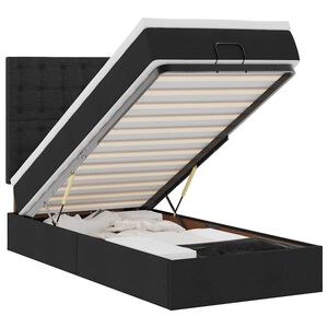 vidaXL Ł&oacute;żko Ottoman z materacem i LED, czarny, 80x200cm, tkanina