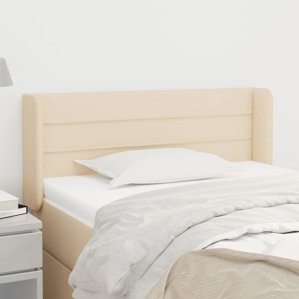 vidaXL Zagł&oacute;wek uszak, kremowy, 83x16x78/88 cm, tkanina