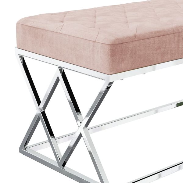 vidaXL Ławka, r&oacute;żowa, aksamit i stal nierdzewna