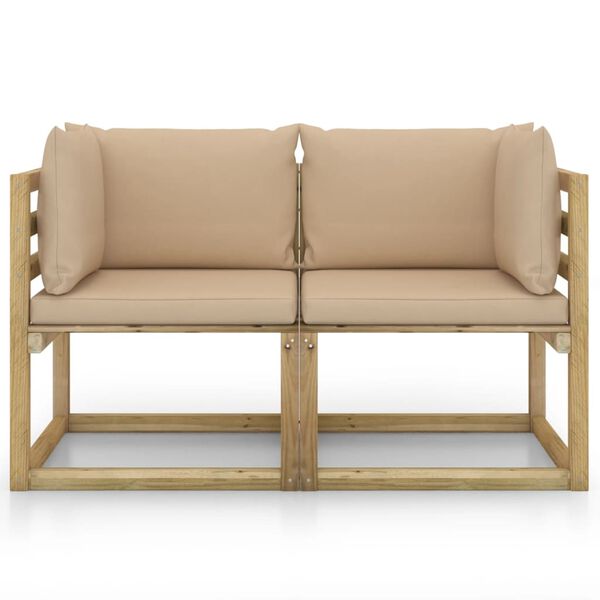 vidaXL Ogrodowe siedziska narożne, poduszki 2 szt., impregnowana sosna