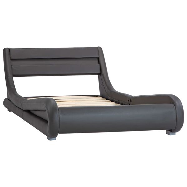 vidaXL Rama ł&oacute;żka z LED, szara, sztuczna sk&oacute;ra, 100 x 200 cm