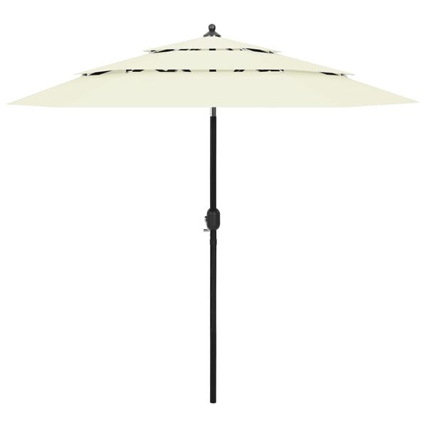 vidaXL 3-poziomowy parasol na aluminiowym słupku, piaskowy, 2,5 m