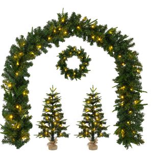 vidaXL Zestaw mini choinek 45 cm 125 LED Ciepła biel PVC i PE zielony