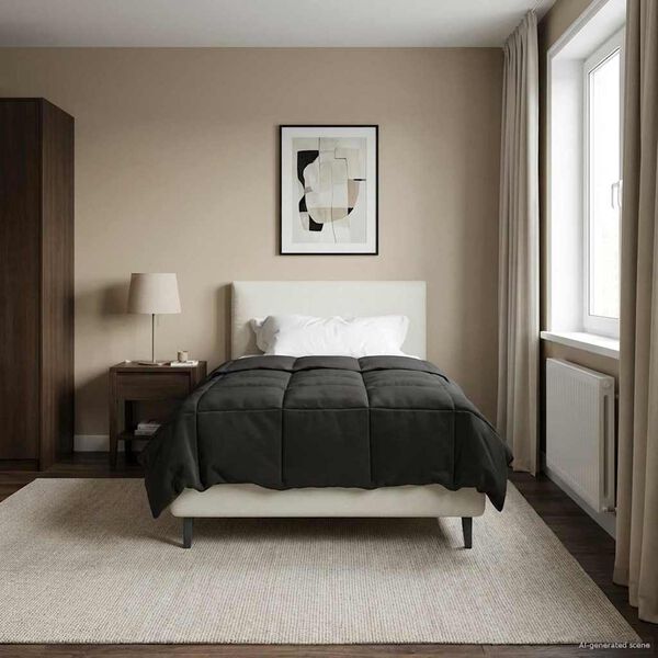 vidaXL Letni Kołdra Kwiłtowany Antracyt 135 x 200 cm Mikrofibra