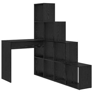 vidaXL Biurko narożne z p&oacute;łką Czarny Dąb 101,5 x 149,5 x 149,5 cm