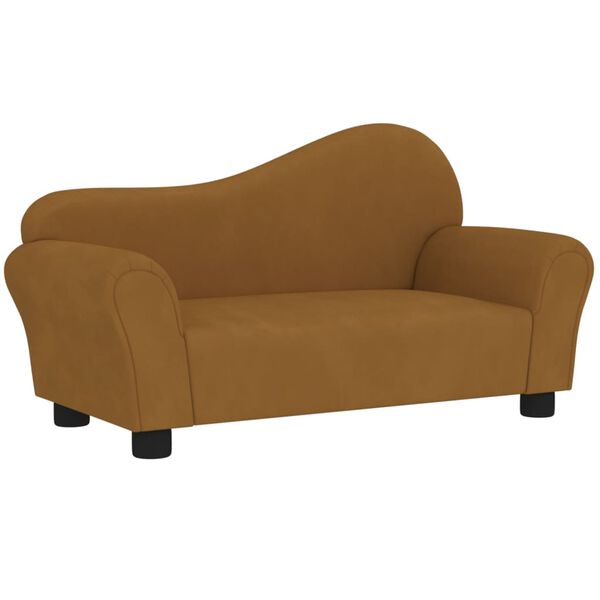 vidaXL Sofa dla dziecka, brązowa, obita aksamitem