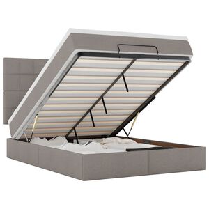 vidaXL Rama ł&oacute;żka otomana z materacem, taupe, 140x190 cm, tkanina