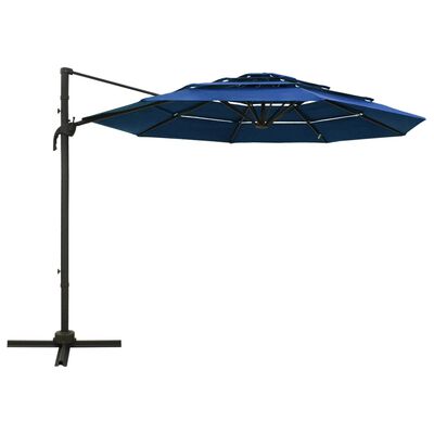 vidaXL 4-poziomowy parasol na aluminiowym słupku, lazurowy, 3x3 m