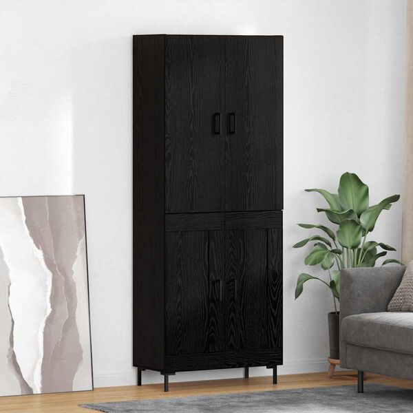 vidaXL Highboard Czarny Dąb 69,5 x 34 x 180 cm Materiał drewnopochodny