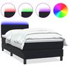 vidaXL Ł&oacute;żko kontynentalne z materacem i LED, czarne, 100x220 cm, aksamit