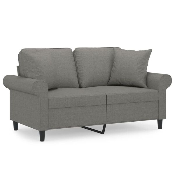 vidaXL 2-osobowa sofa z poduszkami, ciemnoszara, 120 cm, tkanina