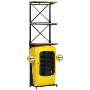 vidaXL Szafka na wino, ż&oacute;łta, 49x31x172 cm, traktor, lite drewno mango