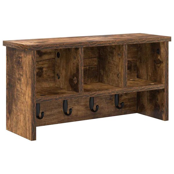 vidaXL Wieszak na płaszcze montowany na ścianie z p&oacute;łką Dąb wędzony