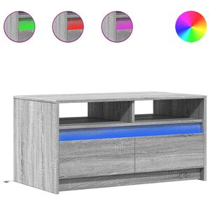 vidaXL Stolik kawowy z LED, szary dąb sonoma, materiał drewnopochodny
