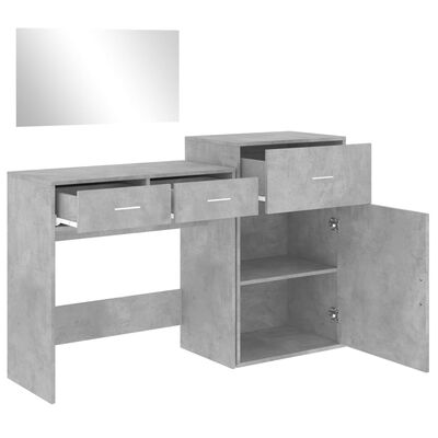 vidaXL 3-częściowy zestaw mebli z toaletką, szarość betonu