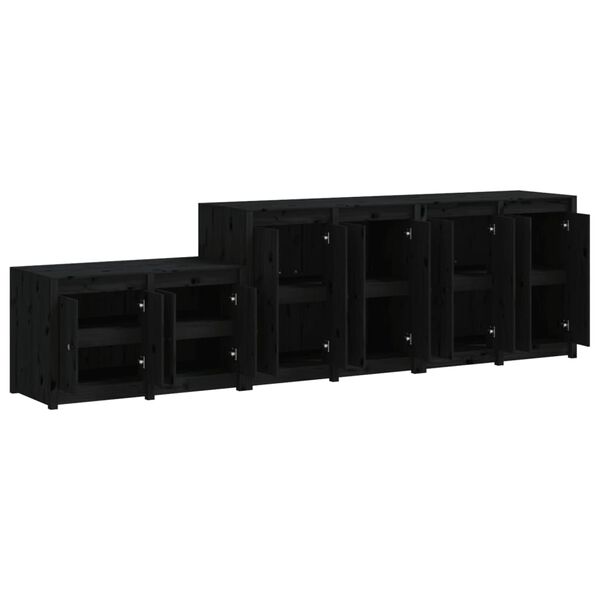 vidaXL Szafki kuchenne na zewnątrz, 3 szt, czarne, lite drewno sosnowe