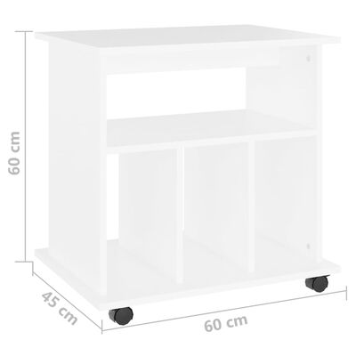 vidaXL Szafka na kółkach, biała, 60x45x60 cm, materiał drewnopochodny