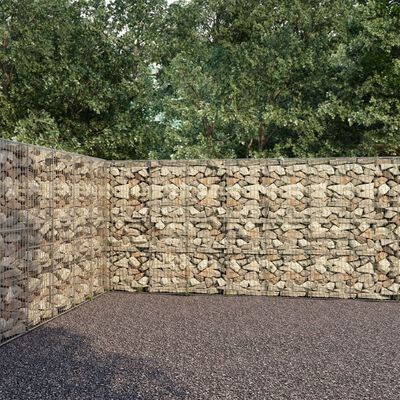 vidaXL Ściana gabionowa z pokrywami, galwanizowana stal, 600x30x200 cm