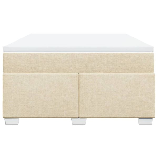 vidaXL Ł&oacute;żko kontynentalne z materacem, kremowe, tkanina, 160x200 cm