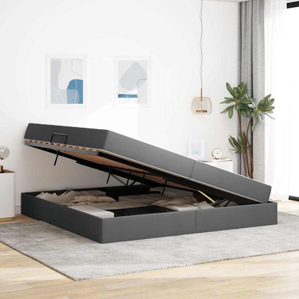 vidaXL Ł&oacute;żko z miejscem na przechowywanie i materacem Ciemnoszary