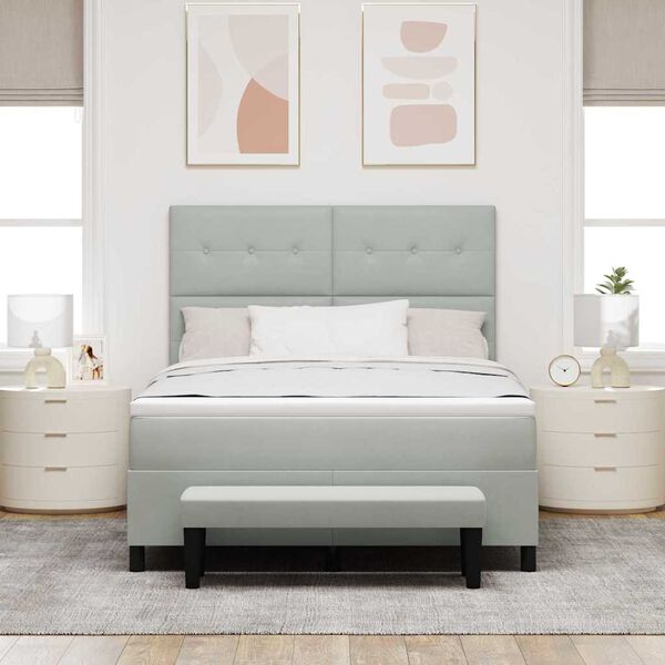 vidaXL Ł&oacute;żko sprężynowe z materacem Jasnoszary 160 x 200 cm Aksamit